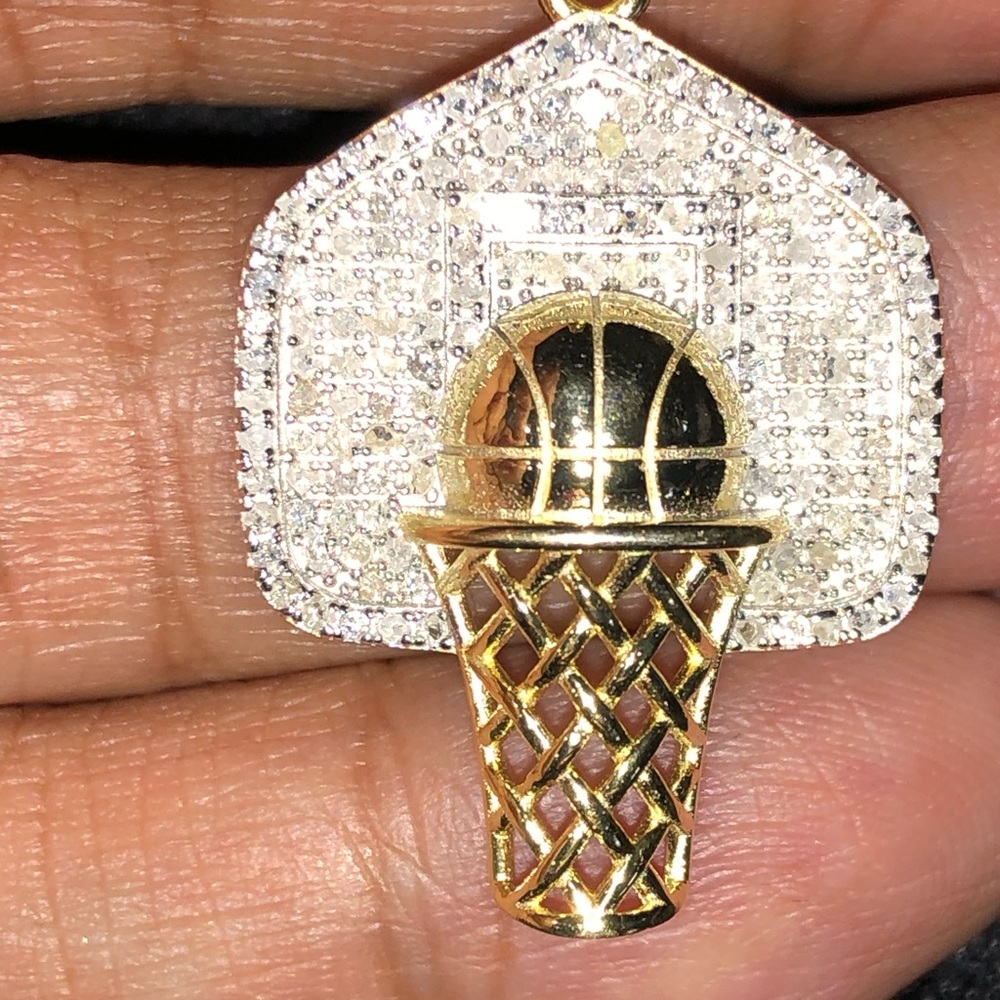 Real Diamond Basketball Pendant. hoop and ball diamond charm unisex gift Sports - Picture 3 of 7